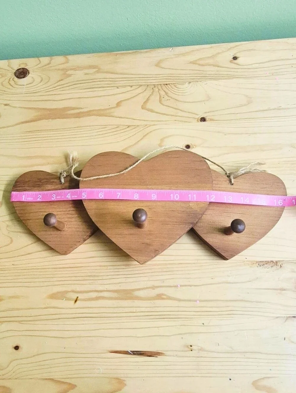 Handmade Wooden Heart Wall Pegs – Cottagecore Vintage Style Wooden Hooks